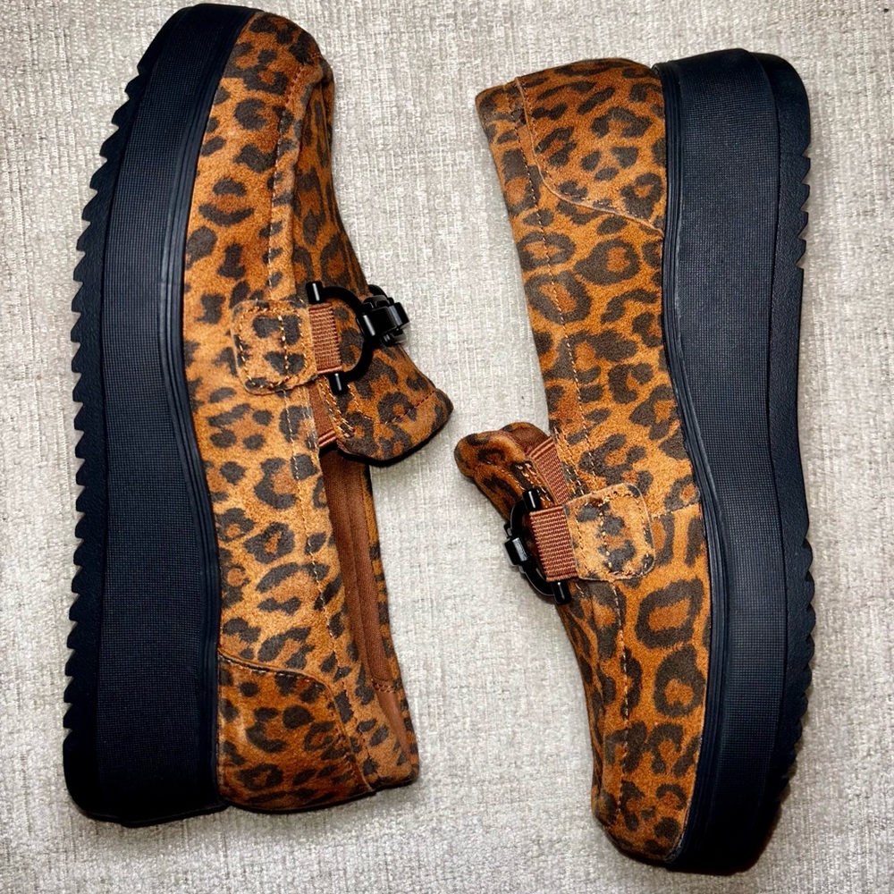Clarks Collection Leopard Print Platform Loafers … - image 1